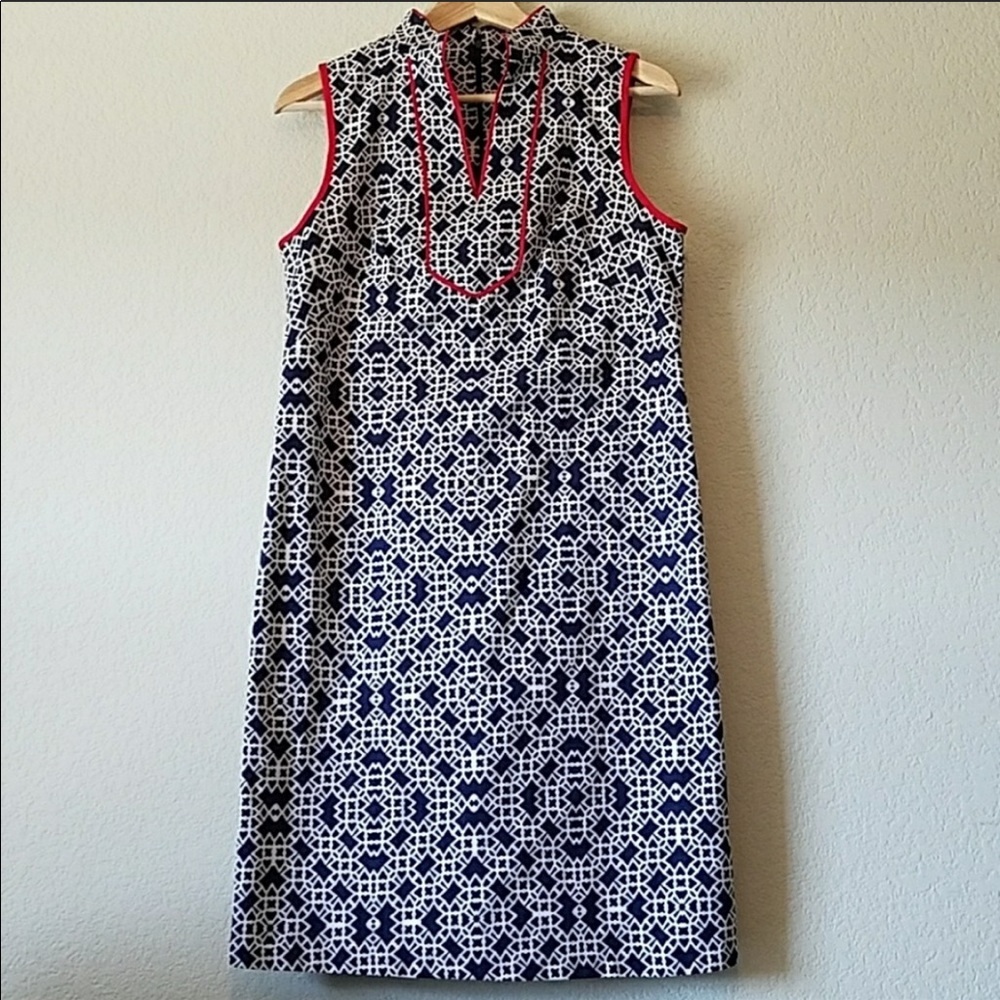 Eliza J Geometric Mandarin Collar Dress 6